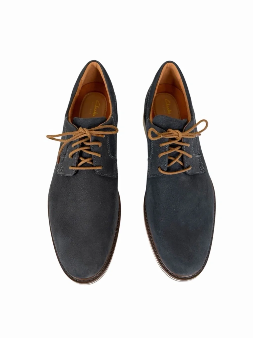 Clarks Mens Monahan Plain Navy Blue Nubuck Leather Casual Shoes 13M NWOB